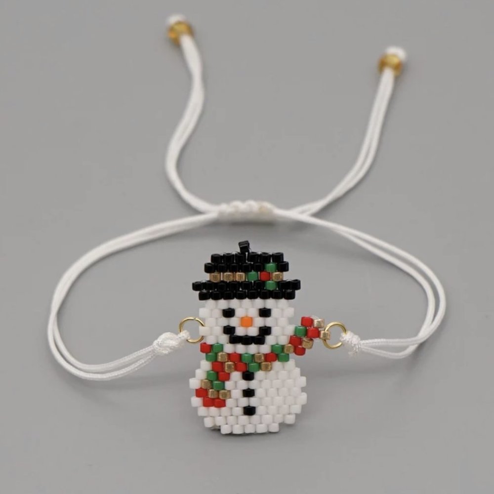 Handmade Adjustable Snowman Bracelet